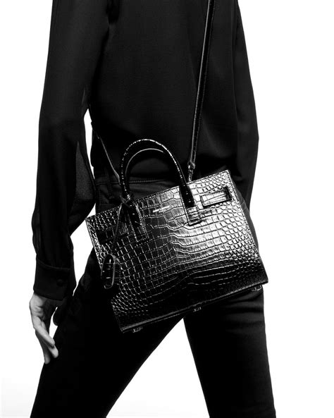 sac de jour croco ysl|sac de jour large en cuir embossé crocodile .